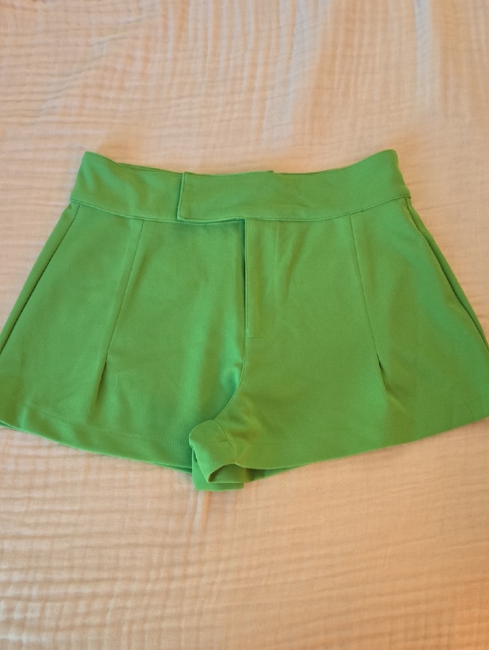 Sincerely Jules Bright Green High-Waist Pleated Shorts